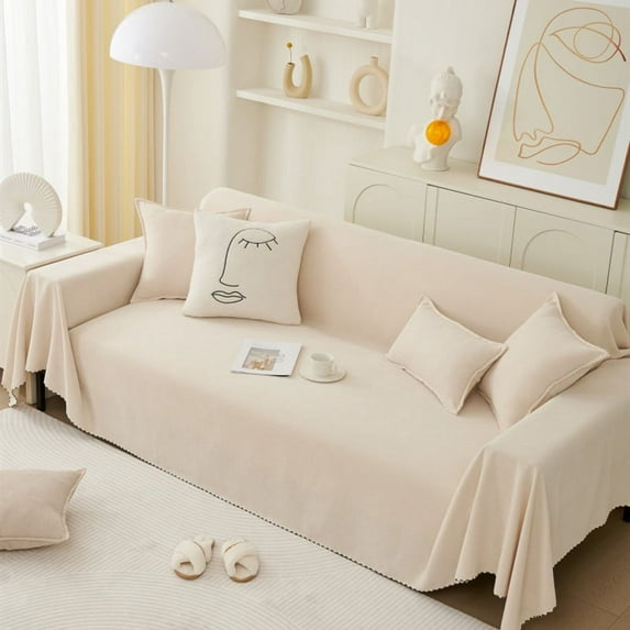Solid Color Sofa Cover All-weather Sofa Blanket Dust-proof Cloth for Bedroom Living Room Sofa Cushion (3,180x150cm)