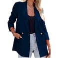 thumbnail image 1 of Solid Color Spring Autumn Women Button Blazer Coat Office Lady Jacket With Pocket, 1 of 5