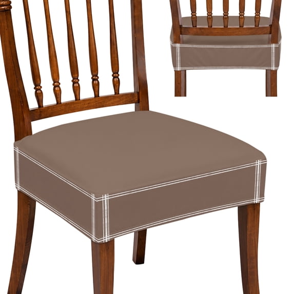Solid Color Square Dining Chair Seat Covers 10 Pcs, Brown Stretch ...