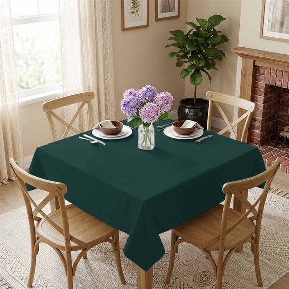 Solid Color Square Tablecloth 60x60 Inch Dark Green Waterproof Polyester Tablecloth for Dining Table, Washable Table Cover for Kitchen Dining Room Wedding Decoration,Stain Resistant