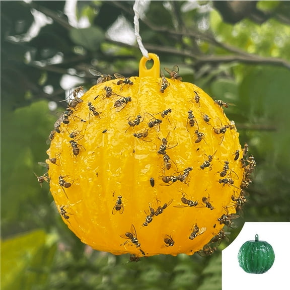 Solid Color Sticky Hanging Fly Catcher Ball Insect Trap For Kitchen And Home Use, Adhesive Surface Effectively Traps Flies, Mosquitoes, And Small Flying Pests, Hanging Loop