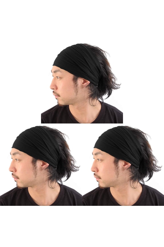 Solid Color Stretch Headband Japanese Comfortable Lightweight Head Wraps Elastic Bandana,Workout Headband for Men and Women 3Pack