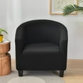 thumbnail image 1 of Solid Color Stretch Sofa Slipcover Loveseat Cushion with Arms and Seat Chair Covers Armchair Slipcovers for Bedroom Living Room Black, 1 of 10