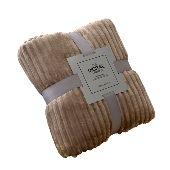 Solid Color Striped Flannel Blanket Shawl Blanket Multipurposes Sofa Blanket Cover Blanket Home Bed Blanket