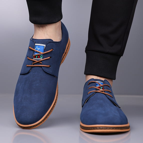 Solid Color Suede Lace-Up Casual Oxford Shoes