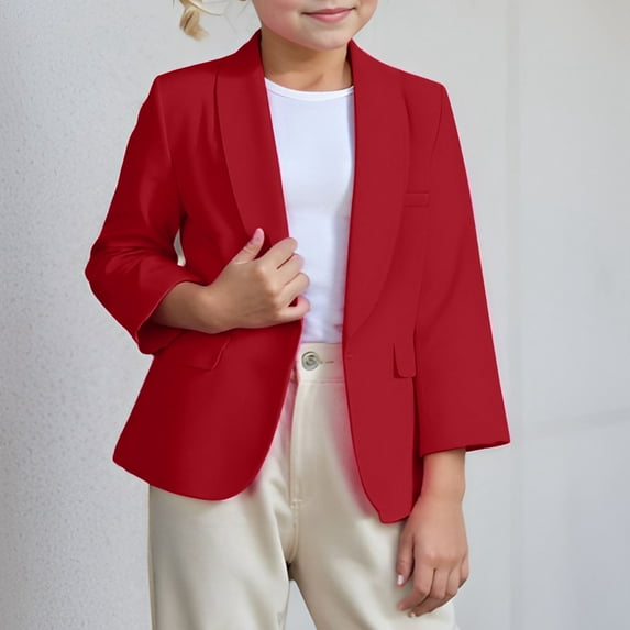 Solid Color Suit Jacket for Girls Small Casual Suit for Kids Kids Long Jacket Kid Coat 5t Girls Winter Jacket down Jacket Girls Girls Size 6 Jacket Winter Little Girl Winter Coats Size 8 Jacket