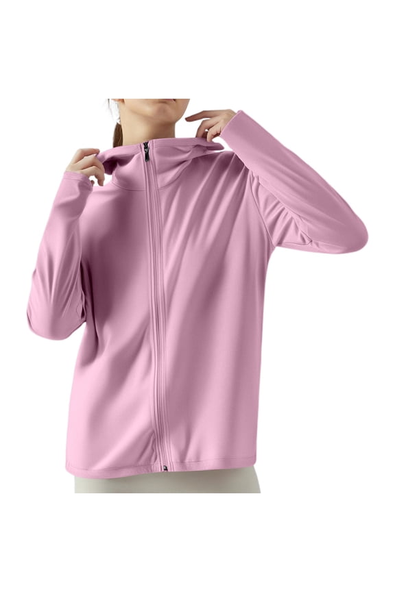 Solid Color Summer Ice Silk Uv Protection Sun-Protective Clothing Hooded Outdoor Sun-Protective Clothing Red Xxxl