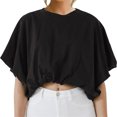 thumbnail image 1 of Solid Color Summer Women Crew Neck Crop Tops, 1 of 4