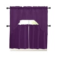 thumbnail image 1 of Solid Color Swag Valance and Tier Curtains Set Purple Kitchen Curtains 3 Piece Set Rod Pocket Panels for Bedroom Cafe Swag Valances and 24 inches Tiers, 1 of 6