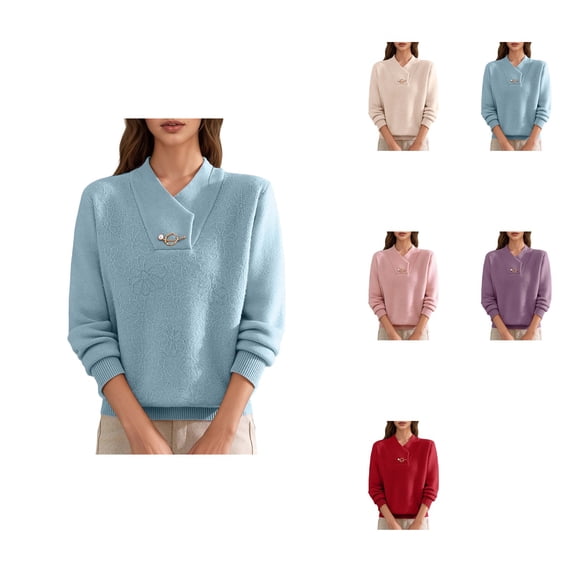 Solid Color Sweater Base Layer Autumn And Winter Stylish Lined Thick Warm Knitted Top