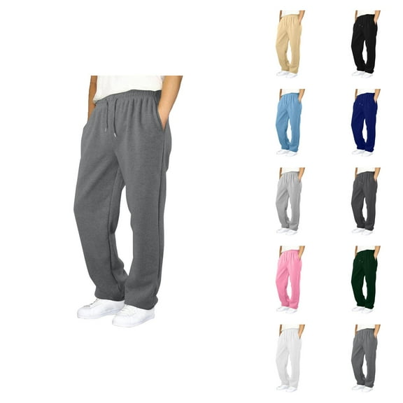 Solid Color Sweatpants Boy's Girls Baggy Sweatpants Straight Leg Open Bottom Casual Pants Elastic Waist Athletic Joggers Sweat Pants With Pockets Boy Clothes