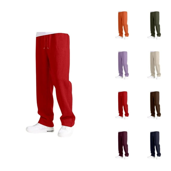 Solid Color Sweatpants Boys Casual Pants Elastic Waist Drawstring Loose Fit Wide Leg Joggers Sweatpants For Kids Comfortable Long Pants For Daily Wear Boys Fashion