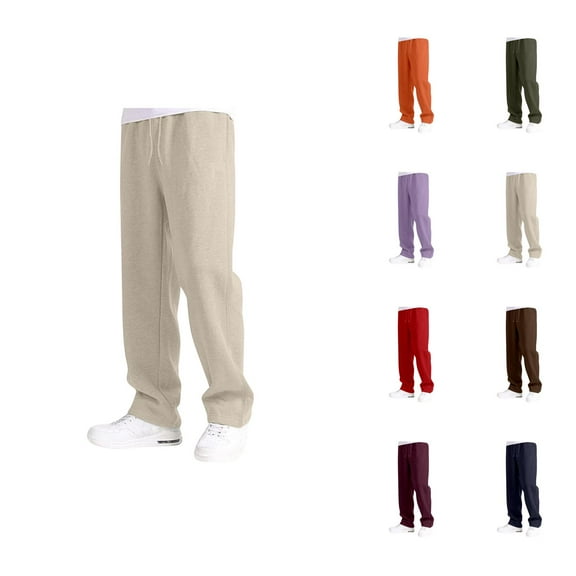 Solid Color Sweatpants Boys Casual Pants Elastic Waist Drawstring Loose Fit Wide Leg Joggers Sweatpants For Kids Comfortable Long Pants For Daily Wear Kids Clothes