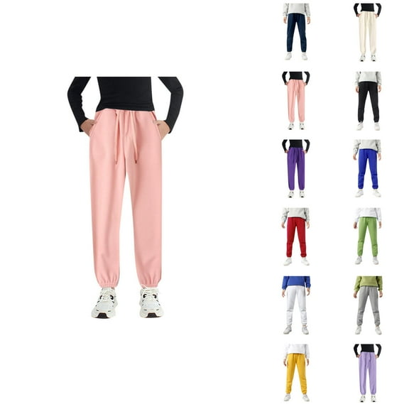 Solid Color Sweatpants Boys Girls Active Pants Jogger Sweatpants With Pockets Kids Trousers Casual Solid Pants Summer Clothes
