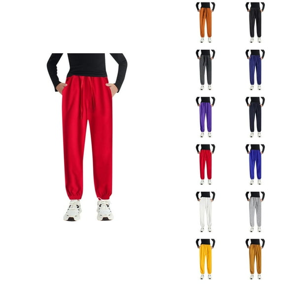 Solid Color Sweatpants Boys Girls Active Pants Jogger Sweatpants With Pockets Warm Kids Trousers Casual Solid Pants Boy Clothes