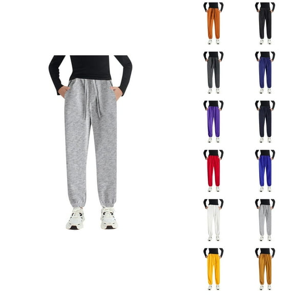 Solid Color Sweatpants Boys Girls Active Pants Jogger Sweatpants With Pockets Warm Kids Trousers Casual Solid Pants Boys Pants