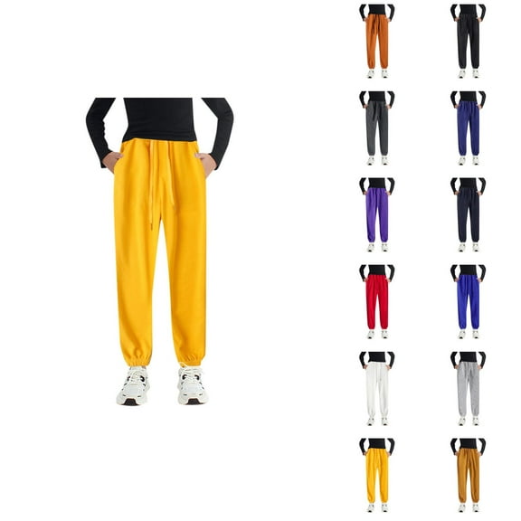Solid Color Sweatpants Boys Girls Active Pants Jogger Sweatpants With Pockets Warm Kids Trousers Casual Solid Pants Boys Pants