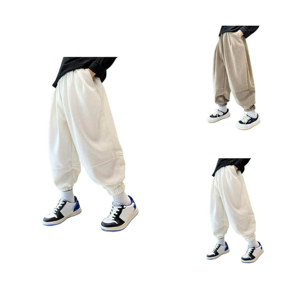 Solid Color Sweatpants Boys Pants Drawstring Elastic Sweatpants Active Joggers Solid Color Warm Sweatpants For Kids Trending Clothes