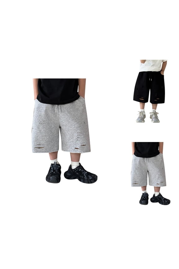 Solid Color Sweatpants Boys Summer Casual Mid Length Pants With Pockets Comfortable Everyday Wear For Toddlers To Preteens Ages 1 12 Boys' Solid Joggers