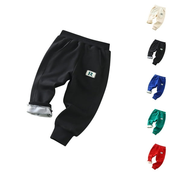 Solid Color Sweatpants Toddler Kids Baby Girls Boys Pants Athletic Active Jogger Pants Sweatpants Lined Thick Winter Warm Long Bottoms Trousers Summer Clothes