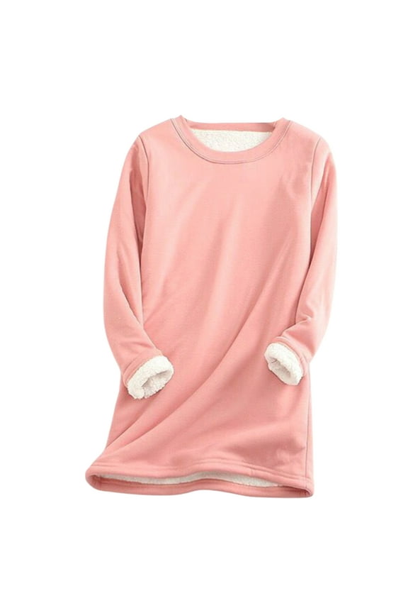 Solid Color Sweatshirt for Women Plus Size Sherpa Fleece Lined Oversized Sweaters Long Sleeve Pullover Crewneck Warm Casual Tunic Tops,S-5XL
