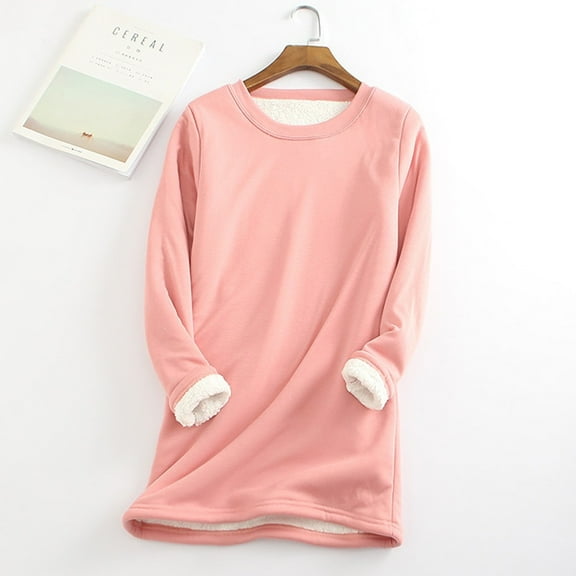 FAVIPT Sweatshirts for Women Plus Size Sherpa Fleece Lined Oversized Sweaters Long Sleeve Pullover Crewneck Warm Tunic Tops Watermelon Red 5XL