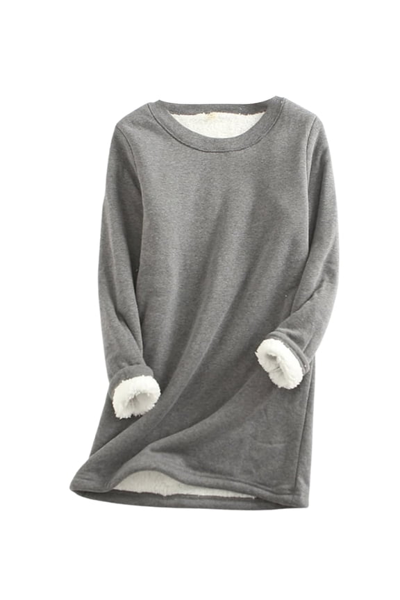 Solid Color Sweatshirt for Women Plus Size Sherpa Fleece Lined Oversized Sweaters Long Sleeve Pullover Crewneck Warm Casual Tunic Tops,S-5XL