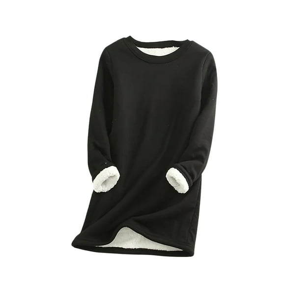 Solid Color Sweatshirt for Women Plus Size Sherpa Fleece Lined Oversized Sweaters Long Sleeve Pullover Crewneck Warm Casual Tunic Tops,S-5XL