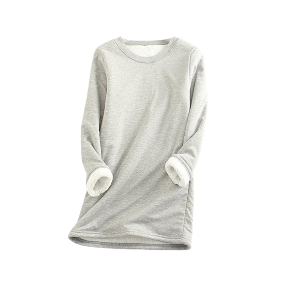 Solid Color Sweatshirt for Women Plus Size Sherpa Fleece Lined Oversized Sweaters Long Sleeve Pullover Crewneck Warm Casual Tunic Tops,S-5XL