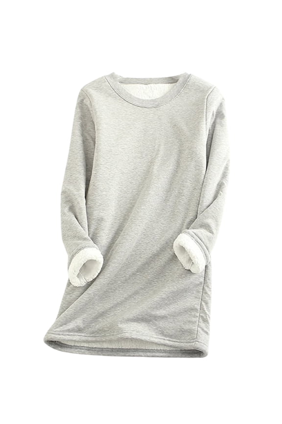 Solid Color Sweatshirt for Women Plus Size Sherpa Fleece Lined Oversized Sweaters Long Sleeve Pullover Crewneck Warm Casual Tunic Tops,S-5XL