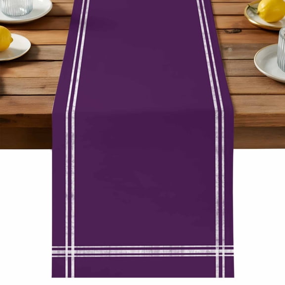 Solid Color Table Runner, Purple Cotton Linen Table Cloth, Tablerunner for Kitchen Dining Party Wedding Home Decor 13x60 Inch