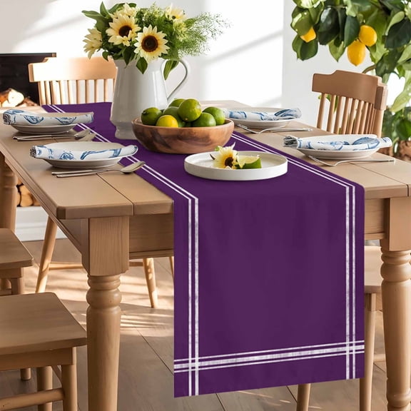 Solid Color Table Runner, Purple Washable Kitchen Table Runners Dress Scarves for Dining Table Decorations Party/Restaurant/Indoor Outdoor Use, 13x72in