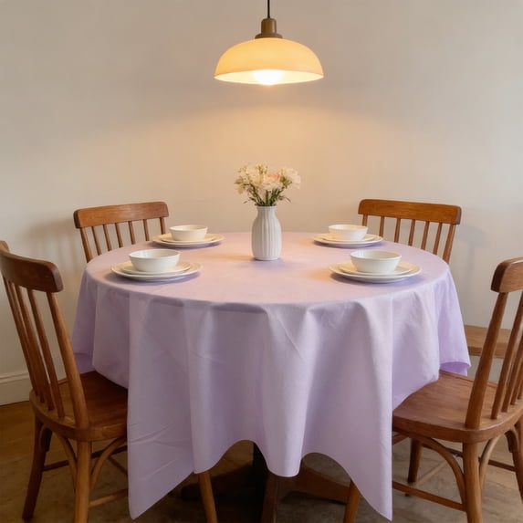 Solid Color Tablecloth, Elegant Polyester Round Dining Table Cover, Durable Soft Fabric Table Decoration for Home Holiday Birthday Party Dining Room