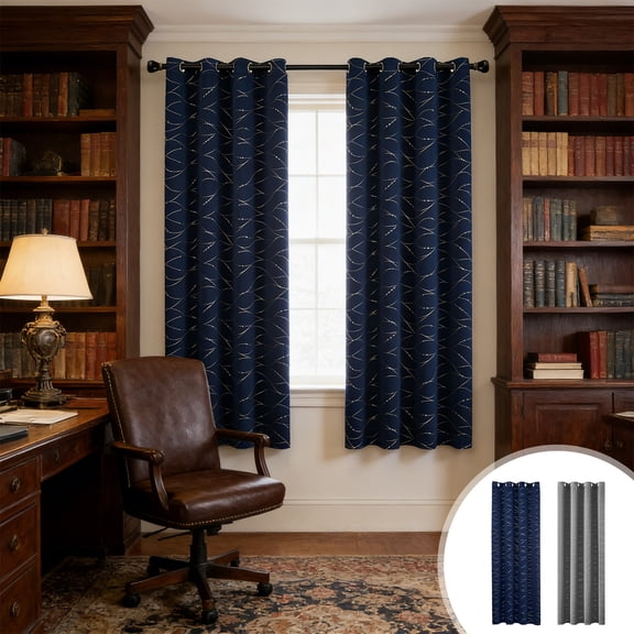 Solid Color Thermal Insulated Blackout Curtain Panel, Heavy-Duty Soundproof Light Blocking Drape with Rod Pocket, Machine Washable Wrinkle-Resistant for Bedroom Living Room Office Window, Gray