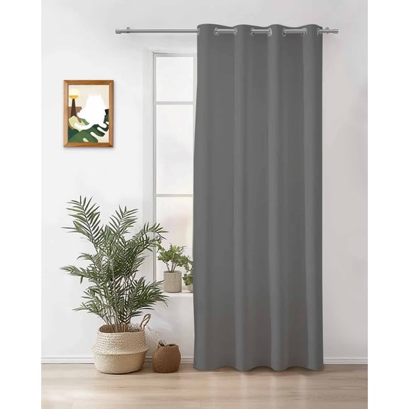 Solid Color Thermal Insulated Blackout Curtains for Bedroom 24 Length Dark Gray Room Darkening Curtain 1 Panel Grommet Window Curtain Drape for Living Room Nursery Room