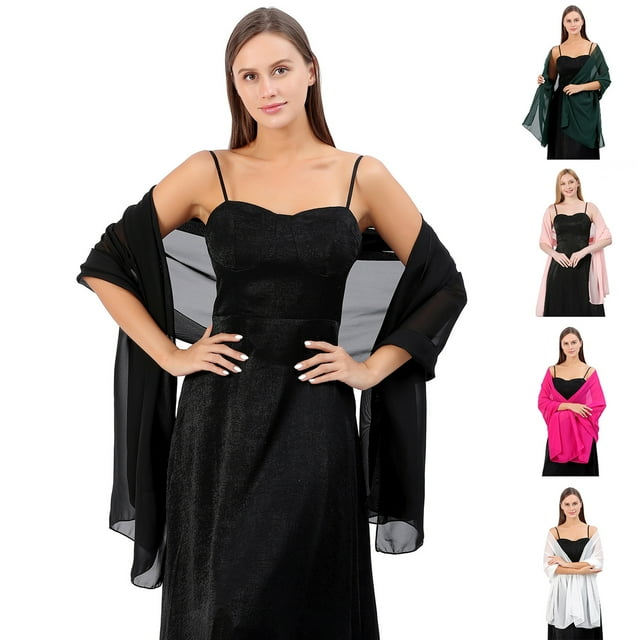 Solid Color Thin Chiffon Evening Dress Shawl Bride Bridesmaid Wedding