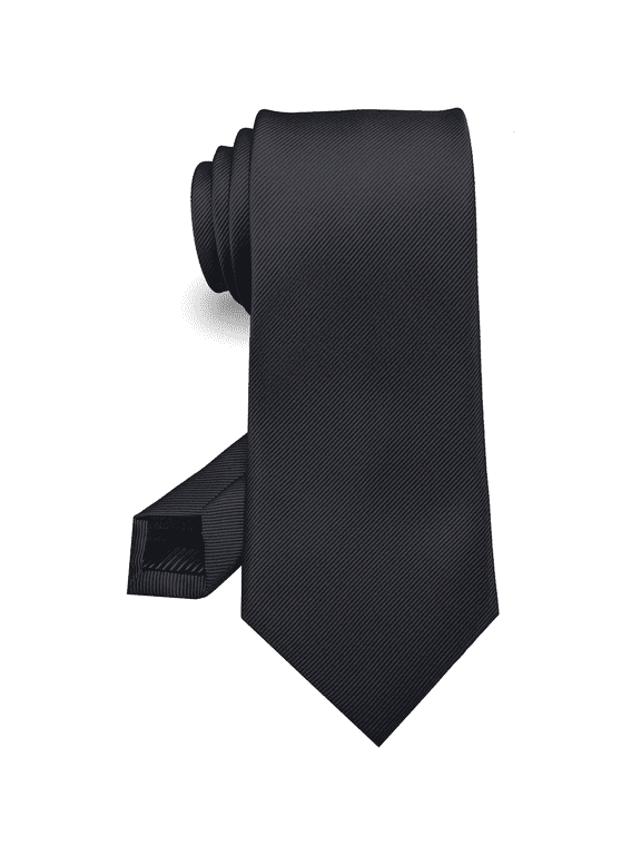 Classic Solid Black Tie, Men's Formal Necktie, Premium Twill Fabric, Standard Size for Business, Wedding, Daily Wear