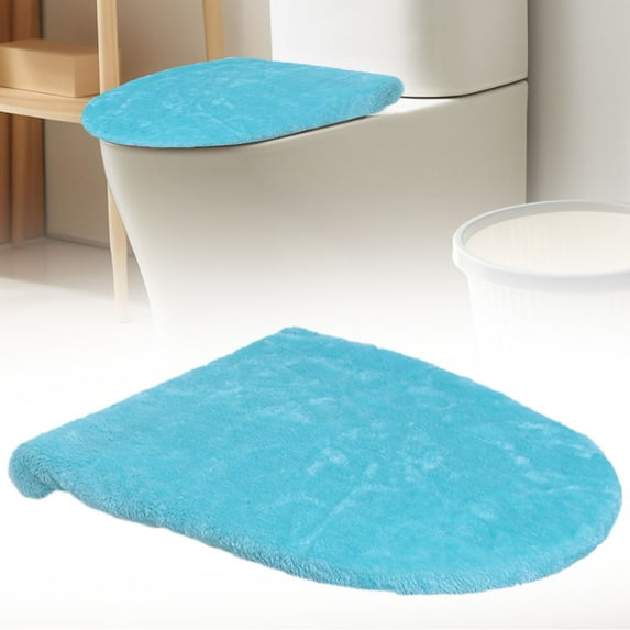 Solid Color Toilet Lid Cover: Plush Elastic Non Material Washable Fit/ Velvet Toilet Seat Cover
