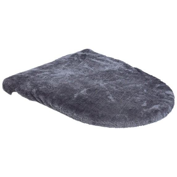 Solid Color Toilet Lid Cover Ultra Plush Elastic Band Non-Slip Material Washable Universal Fit Toilet Cover Bathroom Accessory, Elastic Universal Fit for Standard Round,(Dark Gray,)