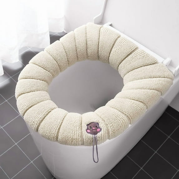Solid-Color Toilet Seat Cushion, Comfortable and Warm Bathroom Accessory, Stretchable and Washable, Fits Standard Toilet Seats, Hygienic Protection and Easy to Maintain