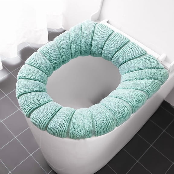 Solid Color Toilet Seat Cushion for Household Use, Soft Fabric Commode Protector Mat for Bathroom Restroom, Washable Comfortable Pad for All Season Home Hygiene, 1 Piece Mat Included, By UKHCCC