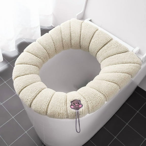 Solid Color Toilet Seat Cushion | Soft & Warm Comfort for Round & Elongated Toilets | Machine Washable & Non-Slip Design | Hygienic Bathroom Accessory
