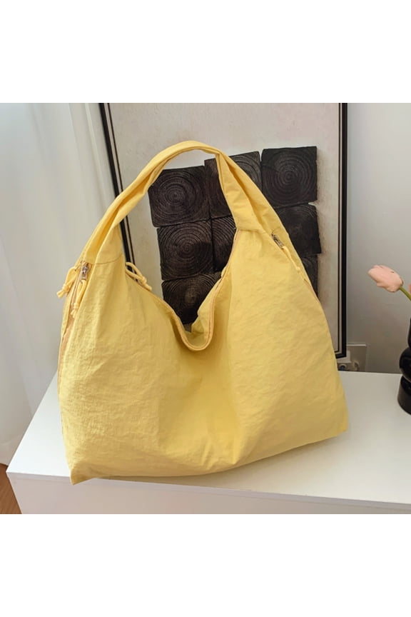 Upgrade Solid Color Tote Bag, Casual Shoulder Handbag, Daily Use Yellow