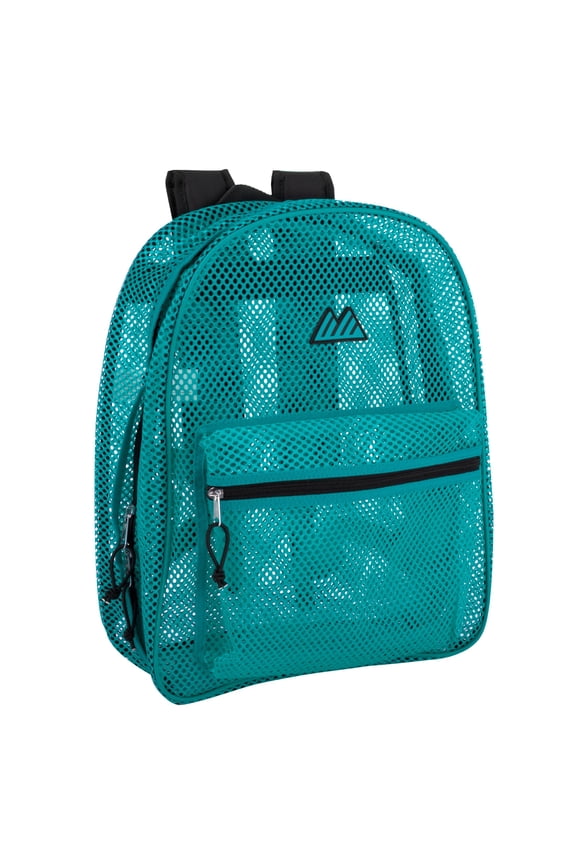 Solid Color Transparent See Through Mesh Stadium Approved Backpack for Travel and Commuting in Aquamarine