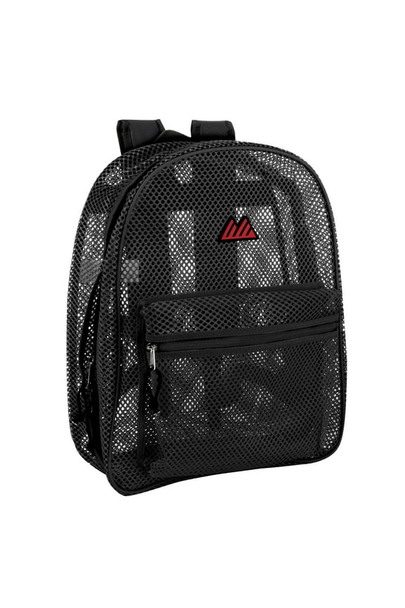 Solid Color Transparent See Through Mesh Stadium Approved Backpack for Travel and Commuting in Black