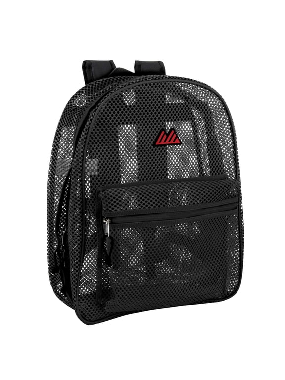 Solid Color Transparent See Through Mesh Stadium Approved Backpack for Travel and Commuting in Black