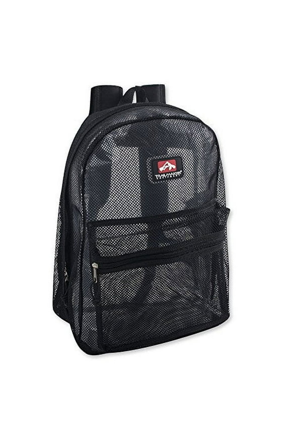 Solid Color Transparent See Through Mesh Stadium Approved Backpack for Travel and Commuting in Black