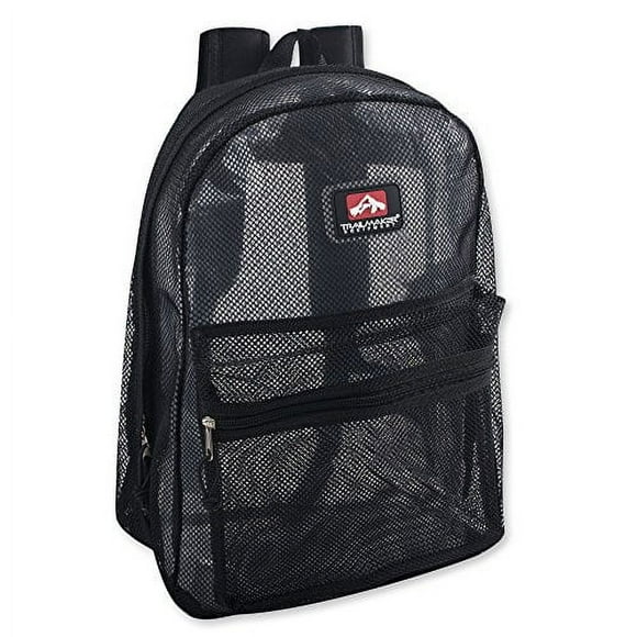Solid Color Transparent See Through Mesh Stadium Approved Backpack for Travel and Commuting in Black