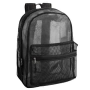 Solid Color Transparent See Through Mesh Stadium Approved Backpack for Travel and Commuting in Black