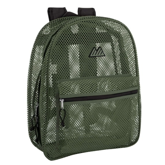 Solid Color Transparent See Through Mesh Stadium Approved Backpack for Travel and Commuting in Hunter Green